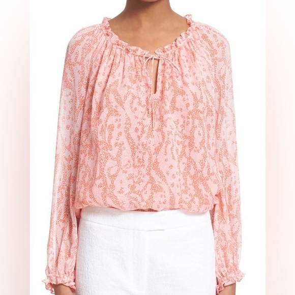 NEW DVF‎ Wynn Silk Floral Blouse Sarasa Coral Pink 2 - Picture 1 of 9